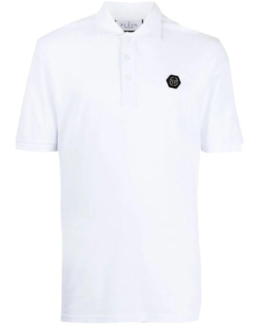 Philipp Plein White Skull-Print Cotton Polo Shirt for men
