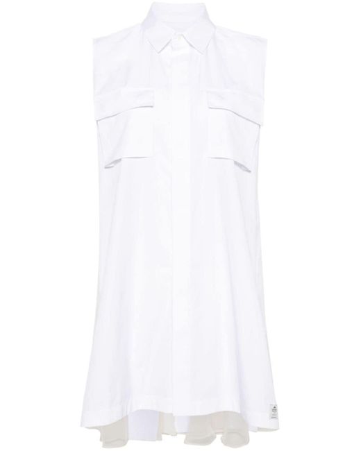 Sacai Geplooide Mini-jurk in het White