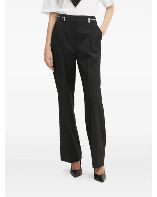 Karl Lagerfeld Black Zip-Detail Pleated Trousers