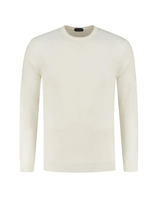 Zanone White Crew-Neck Sweater for men