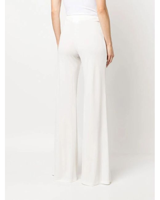 Alberta Ferretti White High-Waisted Flared Trousers