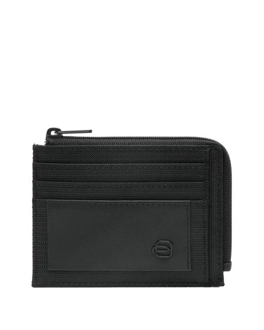Piquadro Black Logo Plaque Wallet