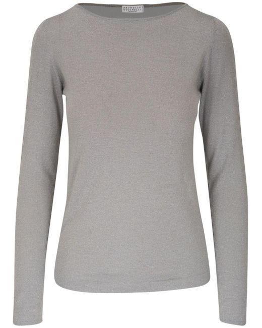 Brunello Cucinelli Gebreid T-shirt Van Kasjmierblend in het Gray