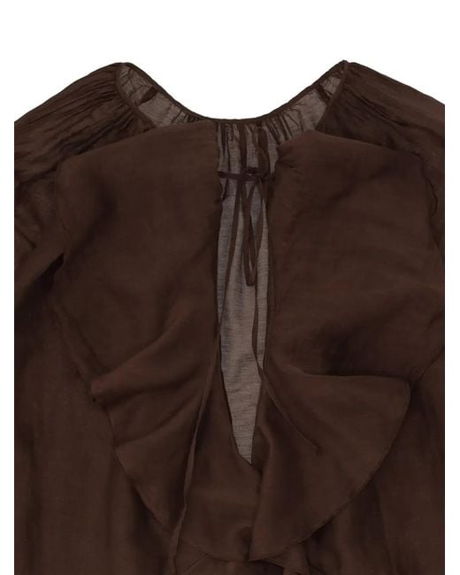 Fortela Brown Robe Mi-Longue À Volants