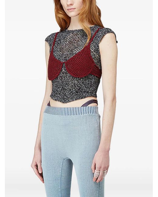 Isa Boulder Gebreide Tanktop Met Open Rug in het Blue