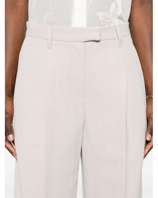 Pantalon droit à plis creux Brunello Cucinelli en coloris White