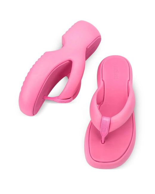 Melissa Pink Free Fuzzy Platform Thong Flip-Flops