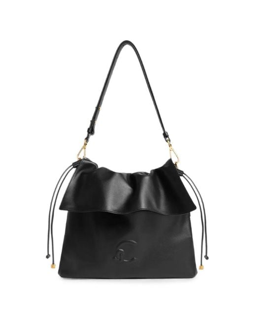 Coccinelle Black Lidia Logo-Embossed Drawstring Shoulder Bag