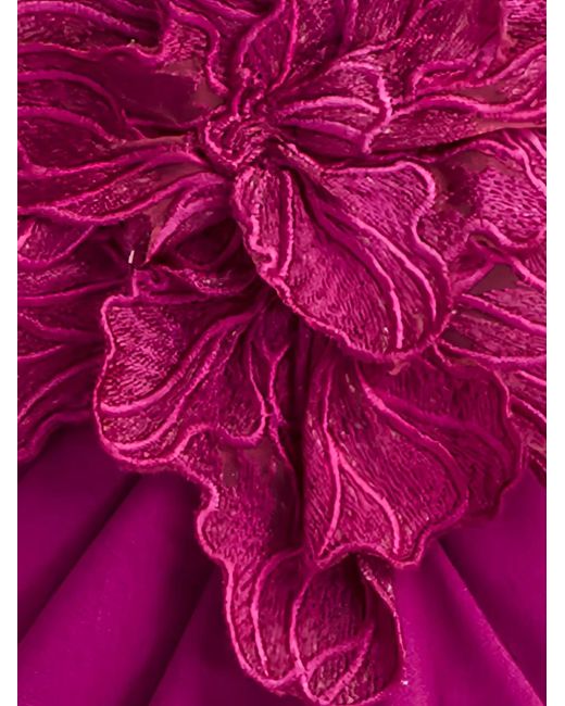 Tadashi Shoji Pink Floral Appliqué V-Neck Dress