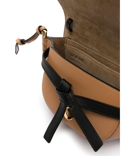 Loewe Black Mini Gate Dual Bag In Soft Calfskin And Jacquard