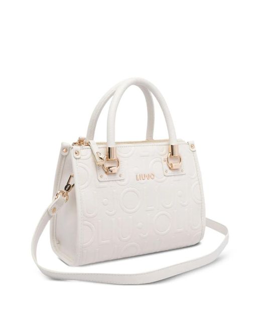 Liu Jo White Logo-Embossed Tote Bag