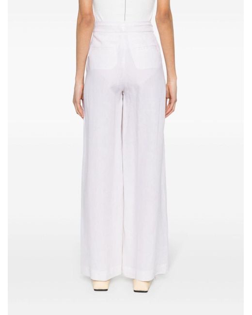 Peserico White Pleat-detailing Wide-leg Trousers