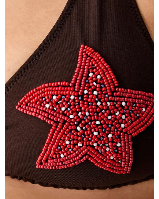 Mc2 Saint Barth Black Guiana Bead-Embellished Triangle Bikini Top