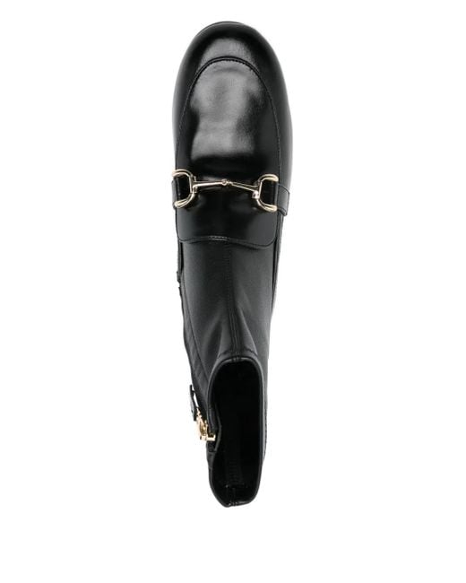 Bibi Lou Black Buckle-Detail Sock Boots