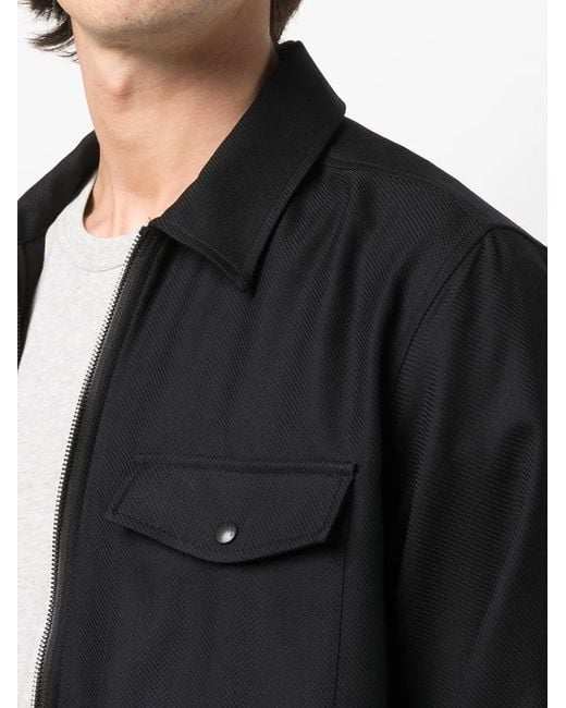 Woolrich Black Virgin Wool Shirt Jacket for men