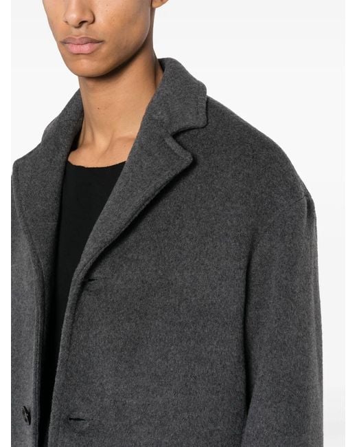 Séfr Black Notched-Lapels Single-Breasted Coat for men