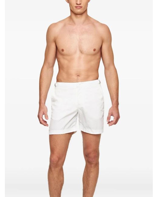 Orlebar Brown White Bulldog Buckle Detailed Swim Shorts for men