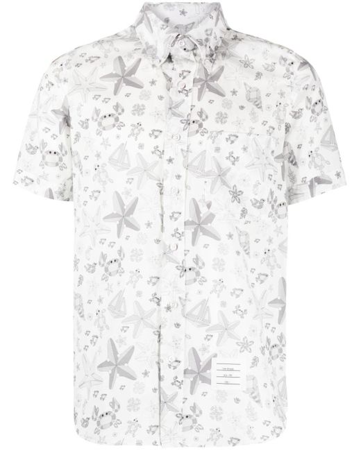 Camicia con stampa di Thom Browne in White da Uomo