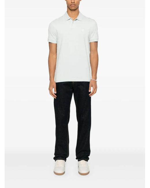 Boss White Cotton Polo Shirt for men