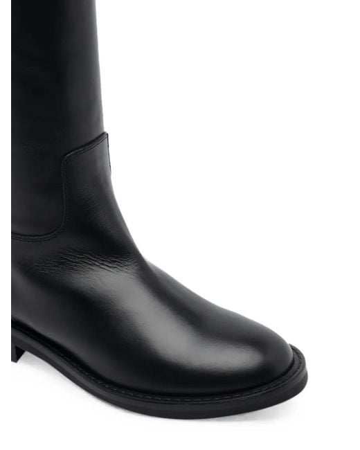 Via Roma 15 Black Logo-Plaque Knee-High Boots