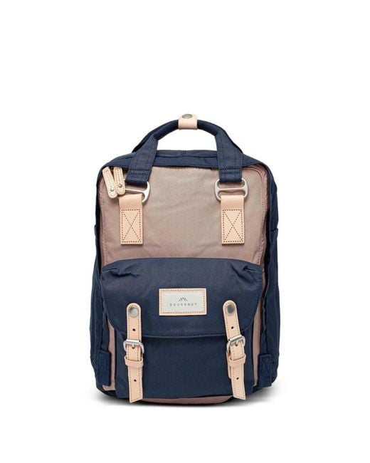 Doughnut Blue Macaroon Leather-Trim Buckled Backpack