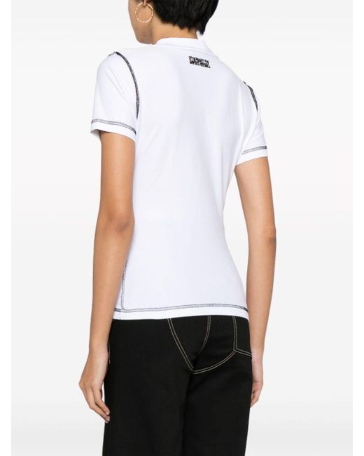 Vetements White Logo-patch Stretch-cotton T-shirt