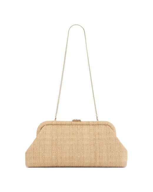 Jimmy Choo Natural Skylar Logo-Plaque Clutch Bag
