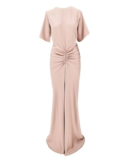 ANDAMANE Pink Iris Ruched Maxi Dress
