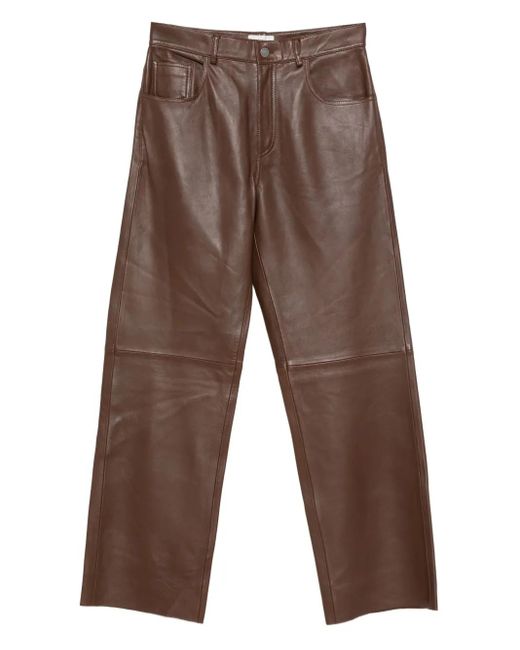 Haikure Brown Leather Panelled Pants