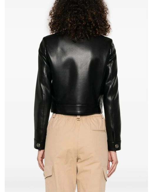 Twinset Black Cropped-Jacke Mit Rundhalsausschnitt