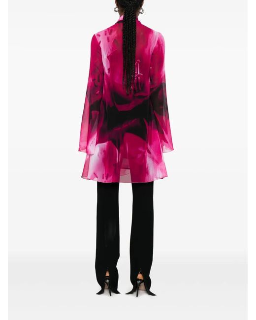 Versace Jeans Couture Pink Tie-Neck Printed Blouse