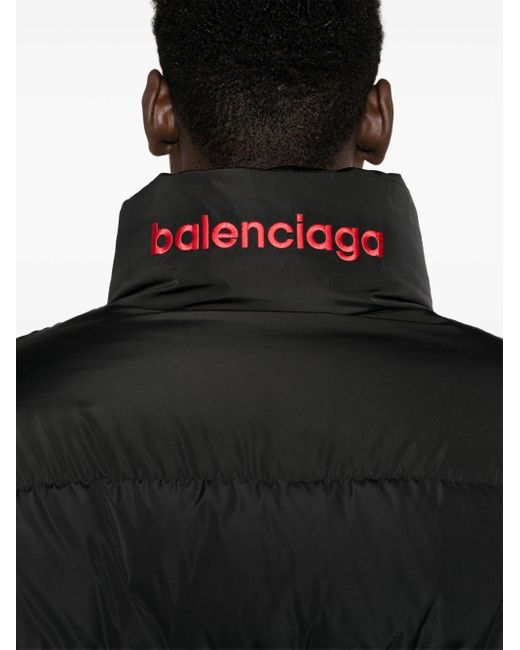 Balenciaga Black Logo-print Reversible Puffer Jacket for men