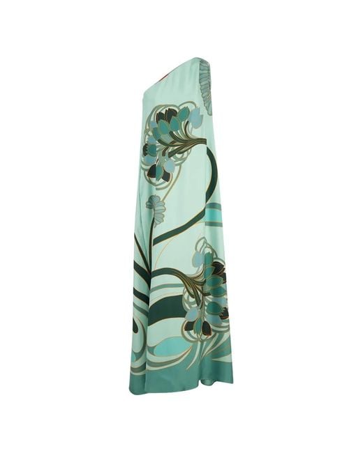 LaDoubleJ Green Roy One-Shoulder Floral-Print Dress