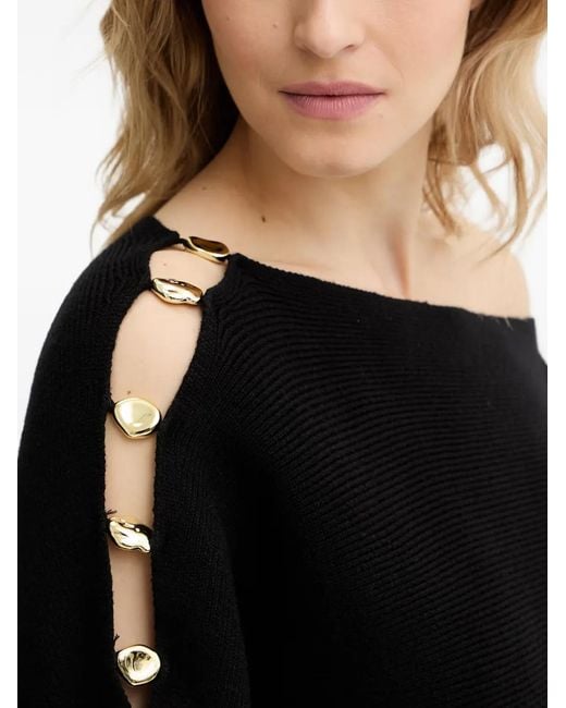 Guess Black Off-The-Shoulder Button-Detail Sweater