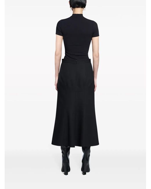 Balenciaga Black A-Line Flared Wool Skirt