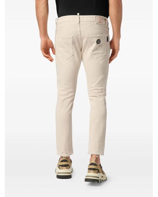 Philipp Plein Natural Logo-Patch Jeans for men