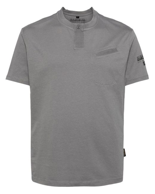 Napapijri Gray Logo-print Cotton T-shirt for men