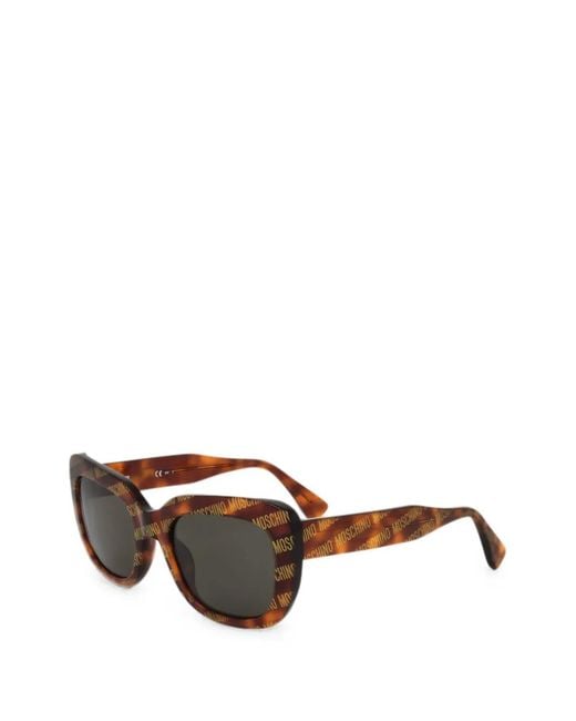 Moschino Brown Logo-Print Tortoiseshell-Effect Sunglasses