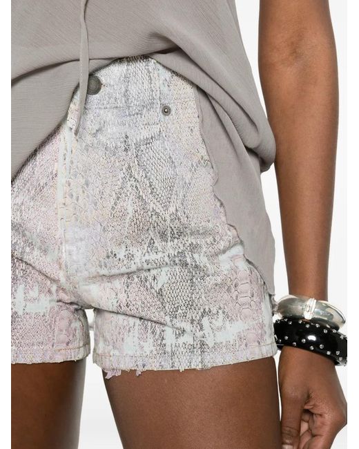 Haikure White Brit Snake Denim Shorts