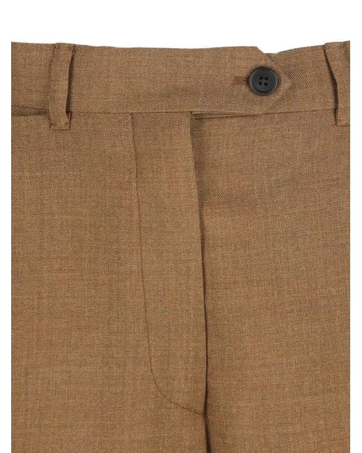 Prada Natural Pleated Virgin-Wool Trousers