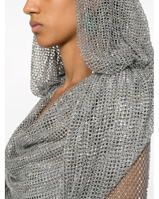 GIUSEPPE DI MORABITO Gray Crystal-Embellished Mesh Minidress