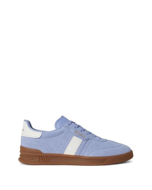 Polo Ralph Lauren Blue Heritage Aera Suede Striped Leather Sneakers