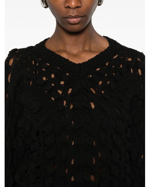 Séfr Black Luna Open-Knit Sweater