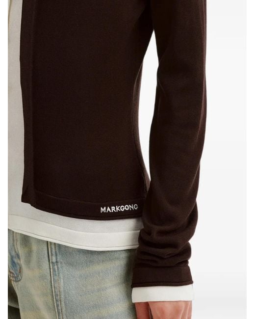 Markgong Black Layered Logo-Print Cardigan