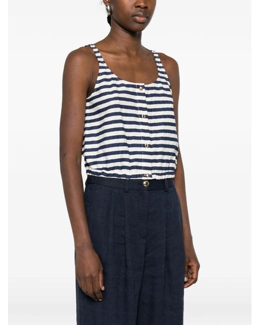 Maje Blue Linen-Blend Top