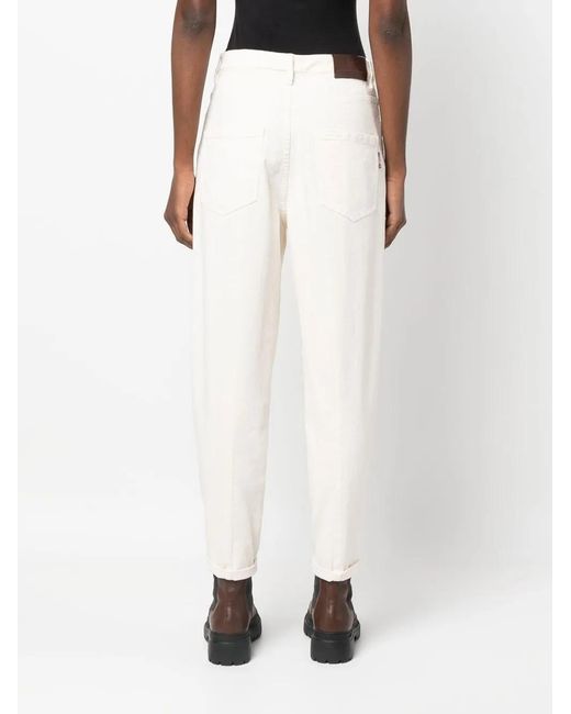 Brunello Cucinelli White Straight-Leg Cut Trousers