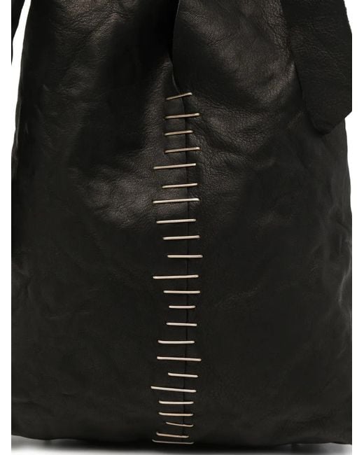 Ma+ Black Staple-Detail Leather Tote Bag for men