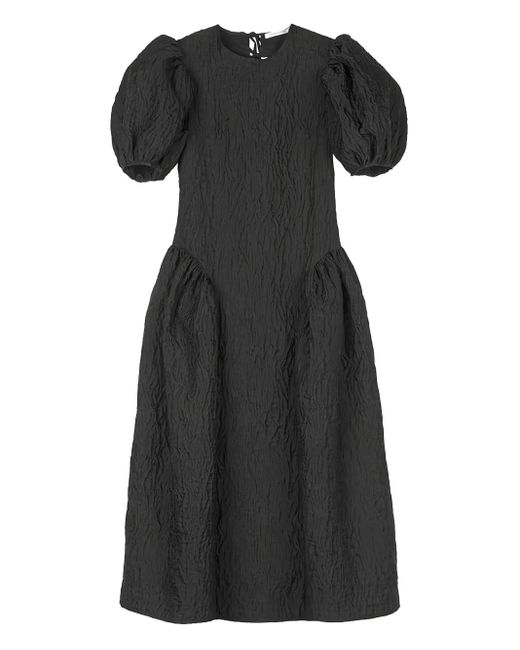 CECILIE BAHNSEN Black Matelassé Puff-Sleeve Bali Dress