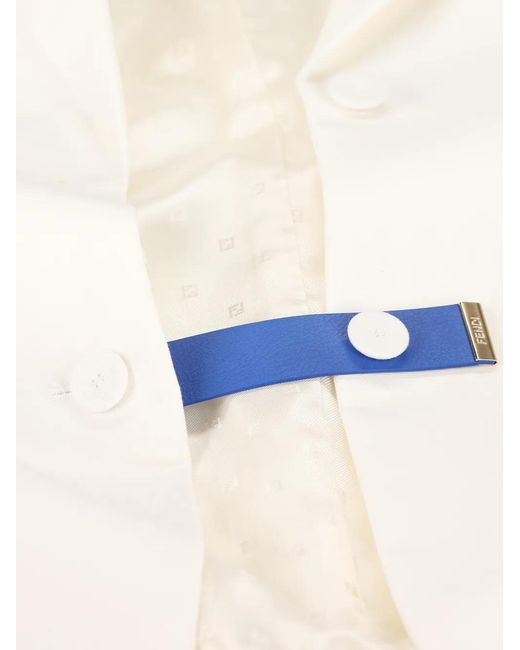 Fendi White Elasticated-Hem Blazer