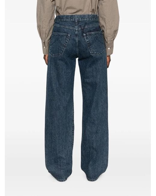 KENZO Blue Signature Logo-Embroidered Straight-Leg Jeans
